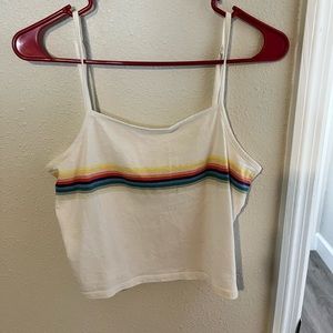 Crop tank top, rainbow strips across the top, in good condition